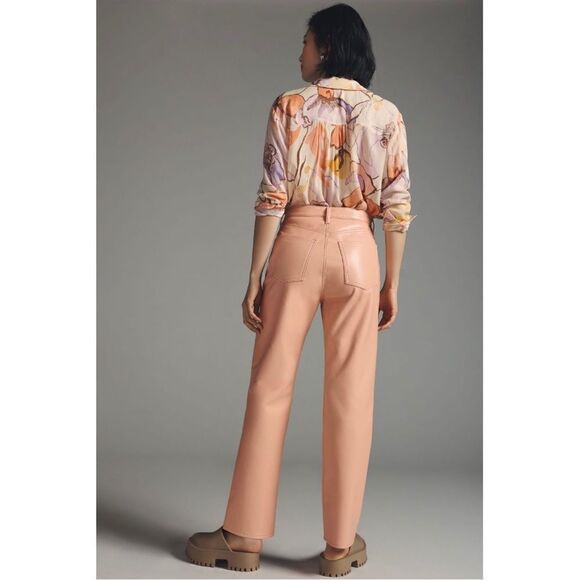 NEW Anthropologie AGOLDE '90s Pinch Waist Coral Five-Pocket Leather Pant Size 25 - Picture 3 of 5